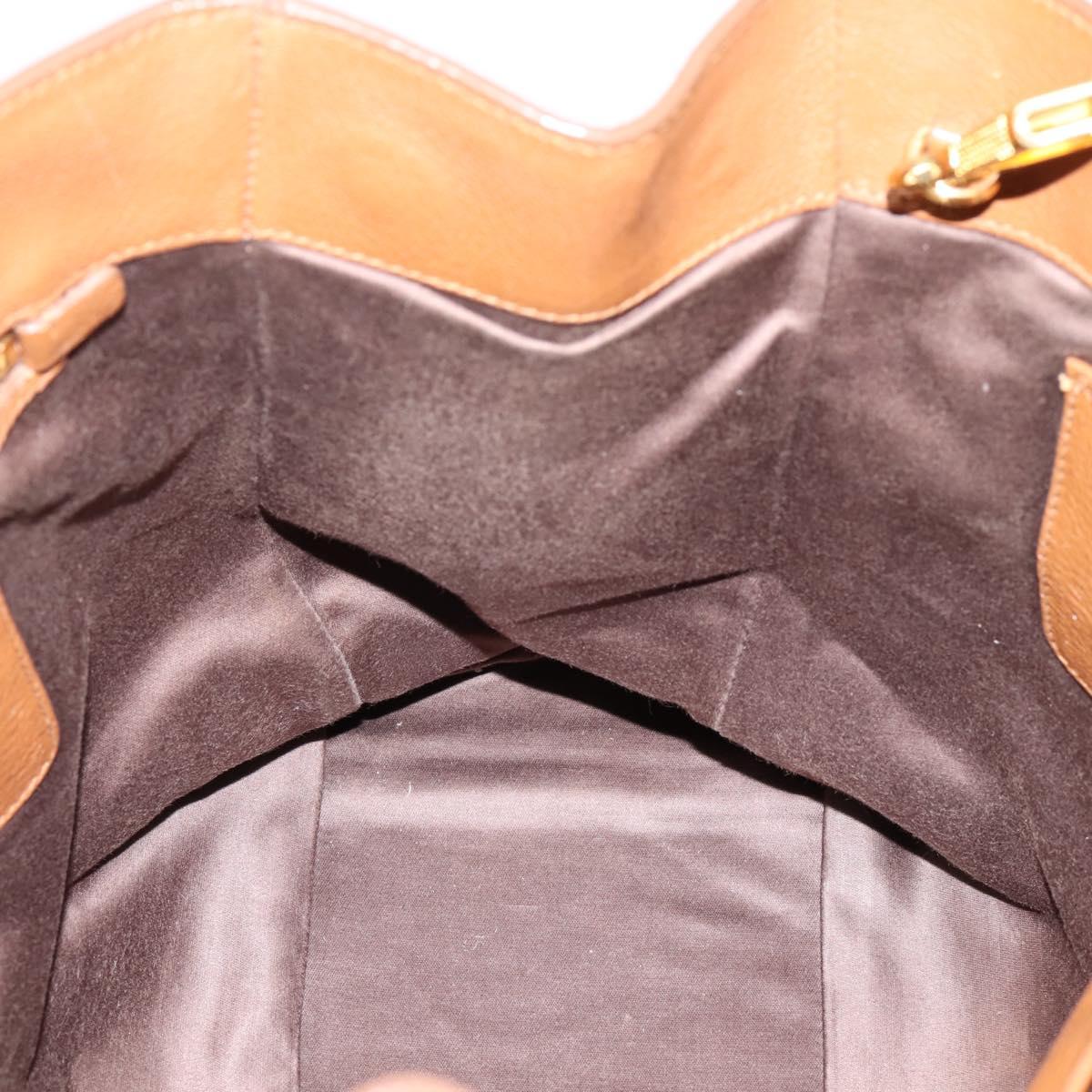 Miu Miu Hand Bag Leather 2way Brown Gold Auth 206392A