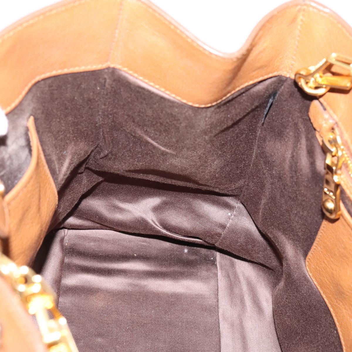 Miu Miu Hand Bag Leather 2way Brown Gold Auth 206392A