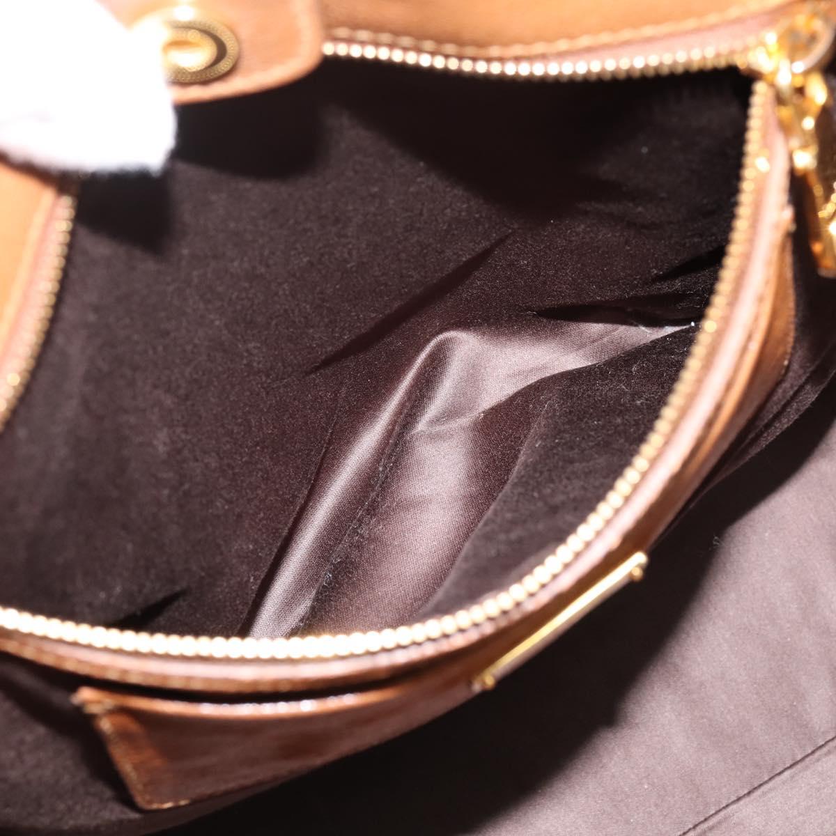 Miu Miu Hand Bag Leather 2way Brown Gold Auth 206392A
