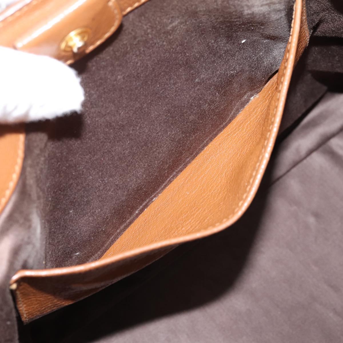 Miu Miu Hand Bag Leather 2way Brown Gold Auth 206392A