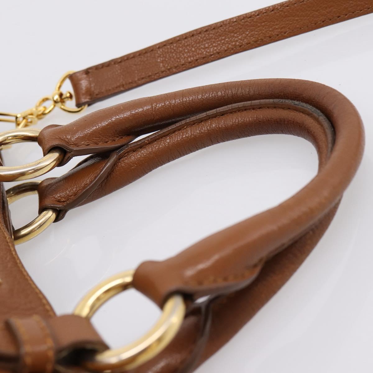 Miu Miu Hand Bag Leather 2way Brown Gold Auth 206392A