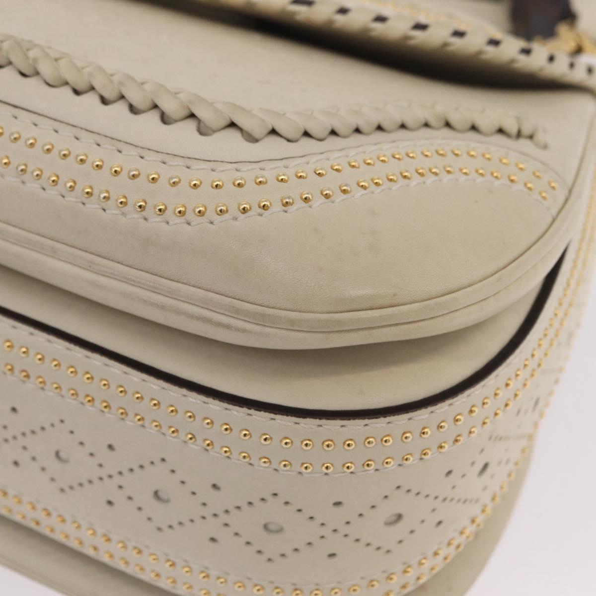 GUCCI New Bamboo Hand Bag Leather 2way Ivory Gold 263970 Auth 206395M