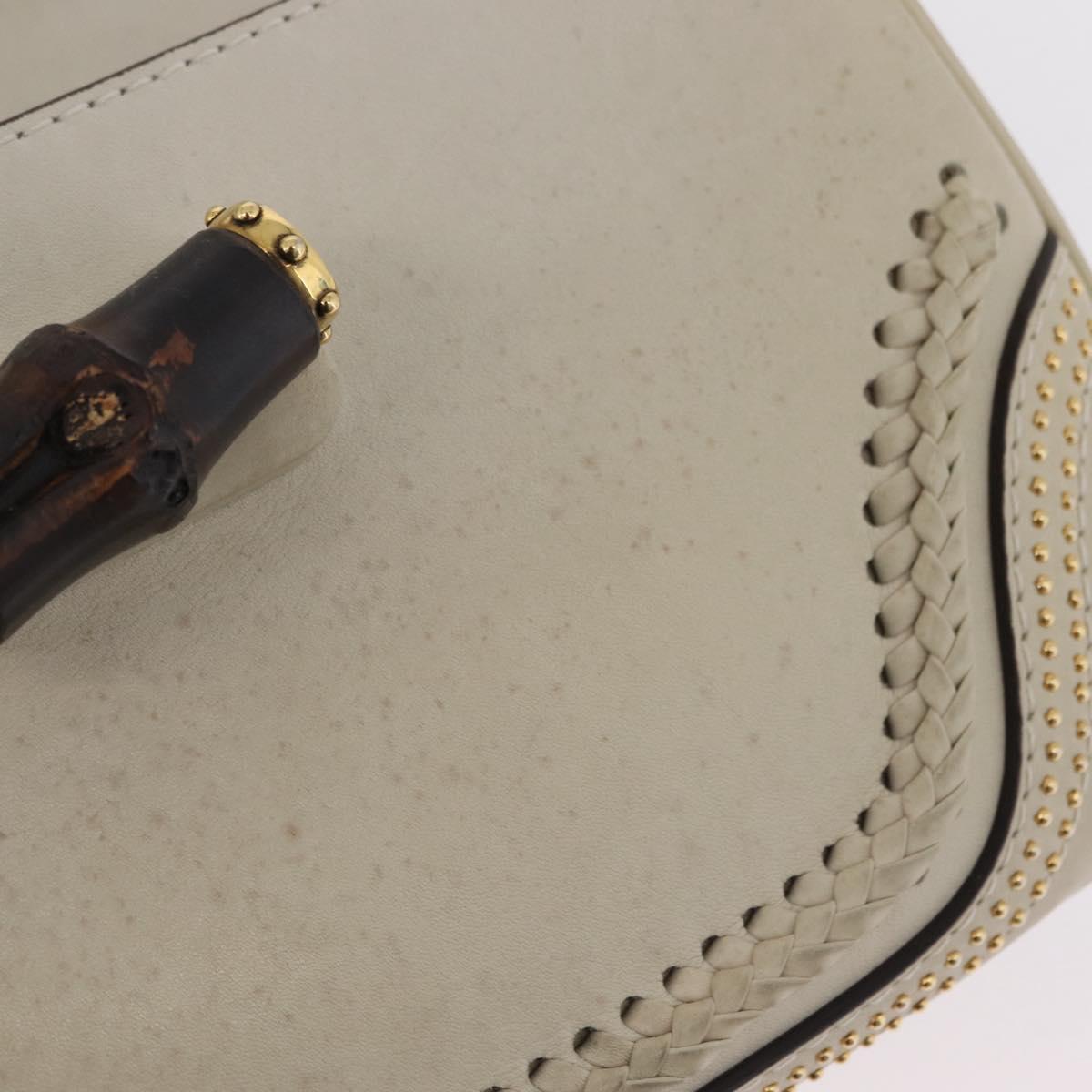 GUCCI New Bamboo Hand Bag Leather 2way Ivory Gold 263970 Auth 206395M