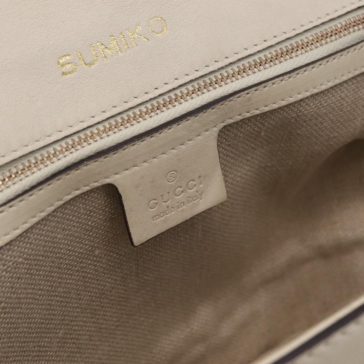 GUCCI New Bamboo Hand Bag Leather 2way Ivory Gold 263970 Auth 206395M