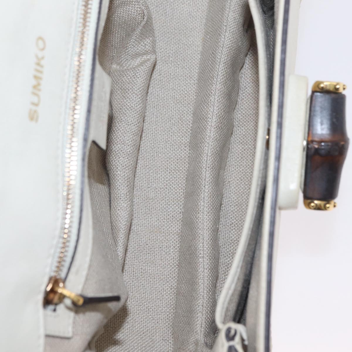 GUCCI New Bamboo Hand Bag Leather 2way Ivory Gold 263970 Auth 206395M