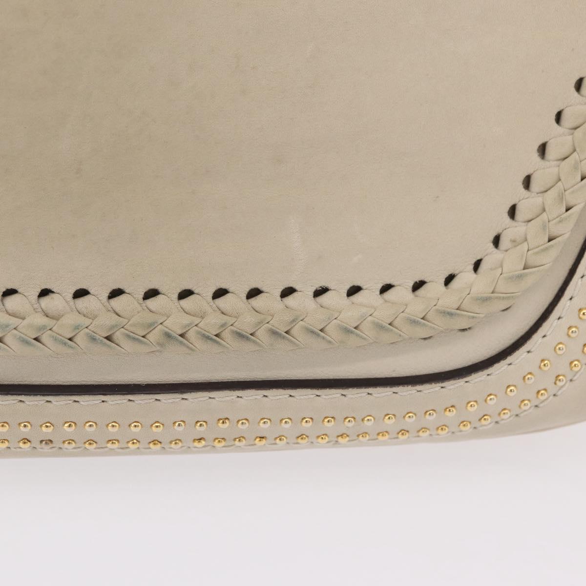 GUCCI New Bamboo Hand Bag Leather 2way Ivory Gold 263970 Auth 206395M