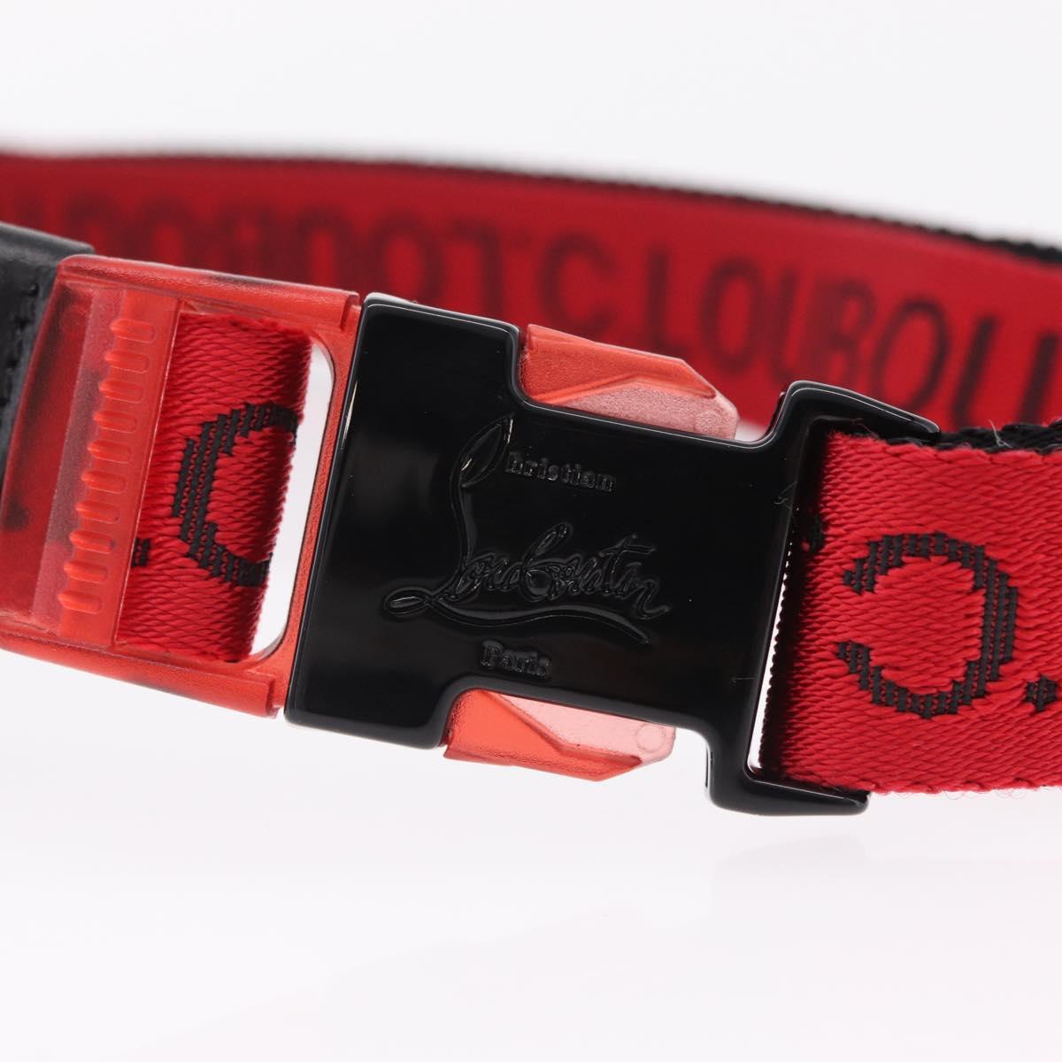 Christian Louboutin Waist bag Canvas Black Silver Auth 206397M