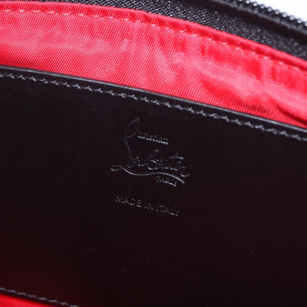 Christian Louboutin Waist bag Canvas Black Silver Auth 206397M