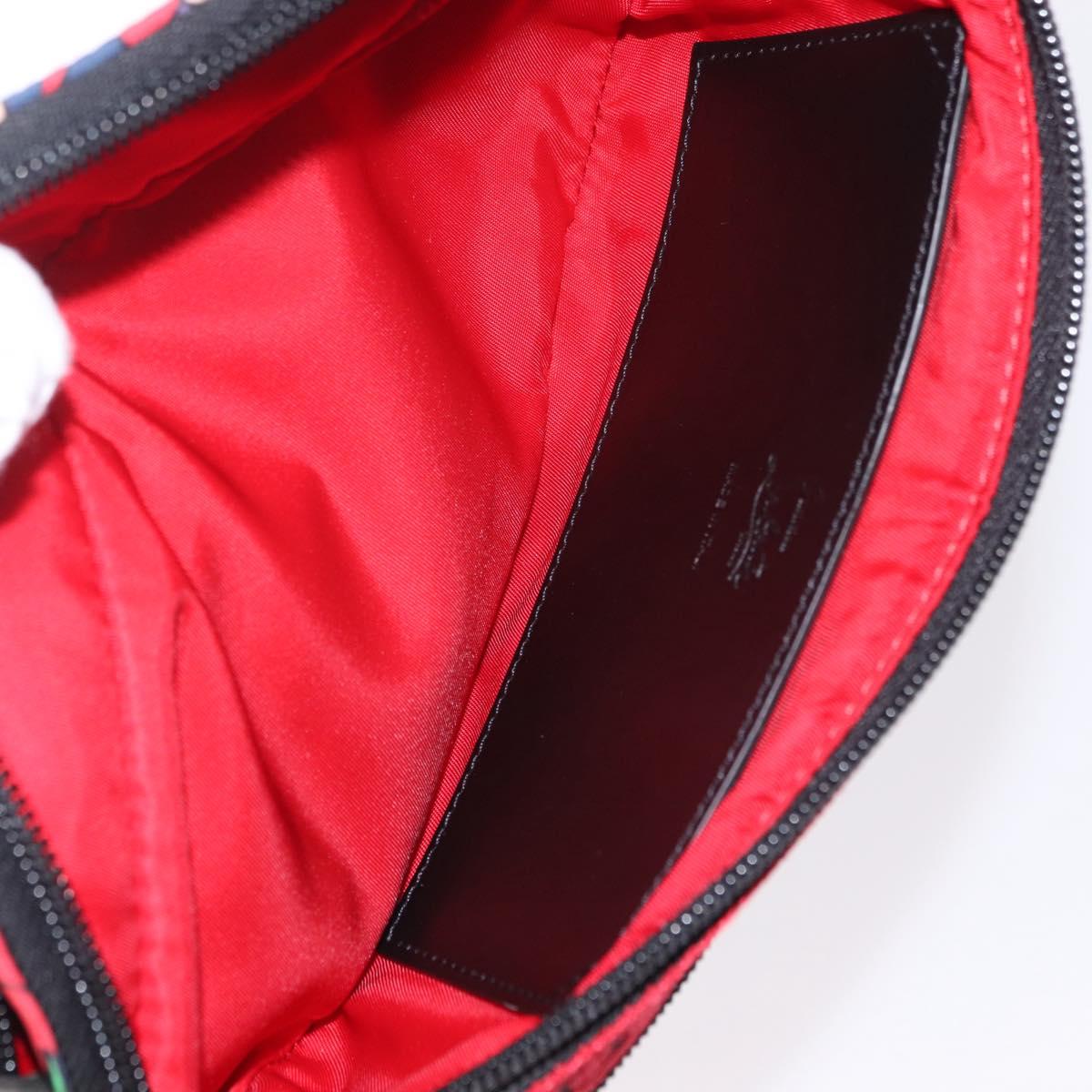 Christian Louboutin Waist bag Canvas Black Silver Auth 206397M