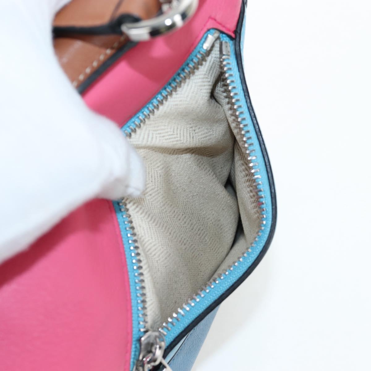 LOEWE Puzzle Bag Small Hand Bag Leather 2way Multicolor Silver Auth 206398SAM