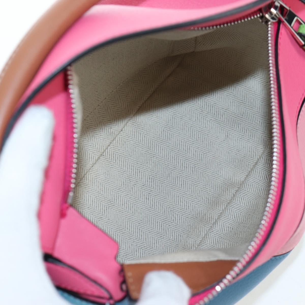 LOEWE Puzzle Bag Small Hand Bag Leather 2way Multicolor Silver Auth 206398SAM
