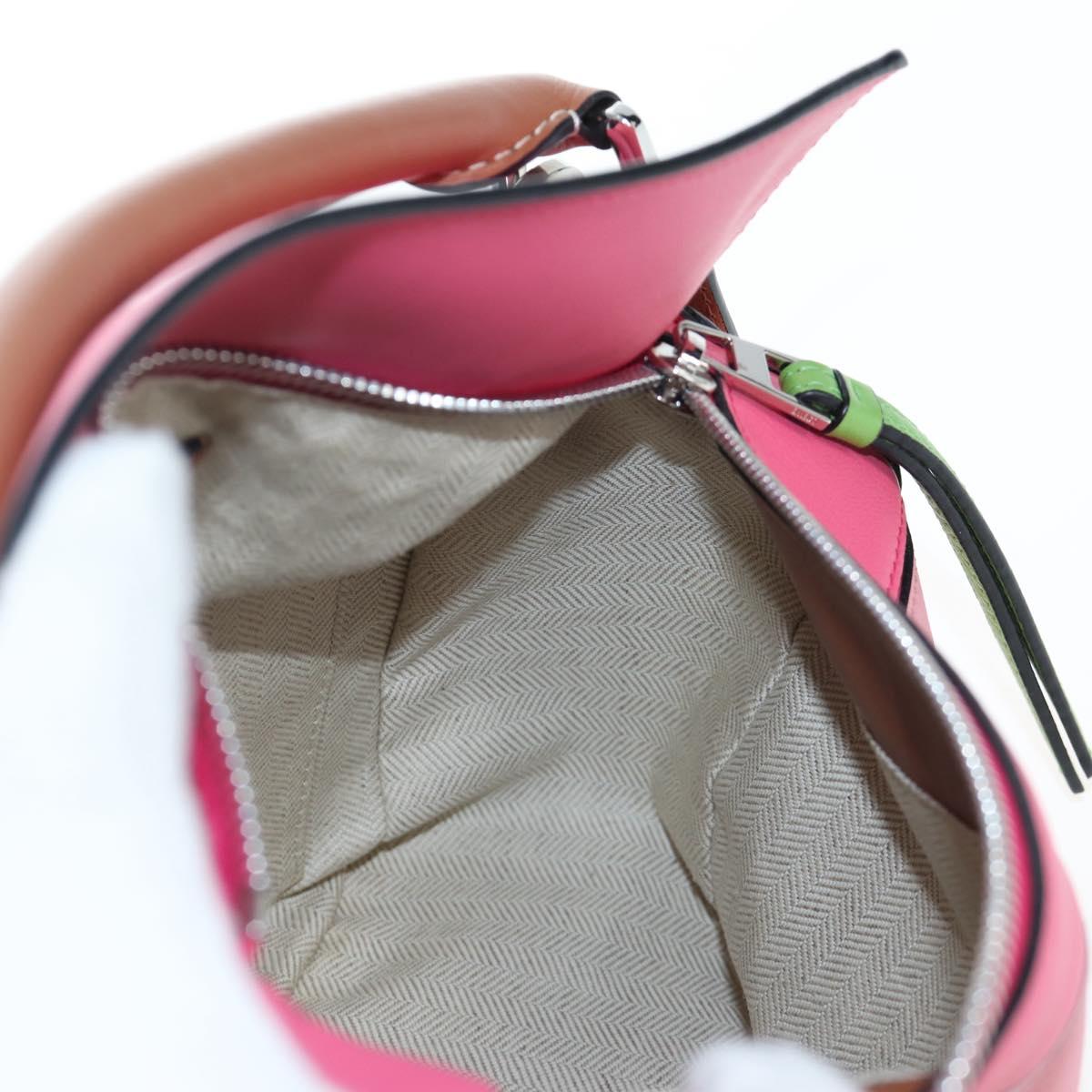 LOEWE Puzzle Bag Small Hand Bag Leather 2way Multicolor Silver Auth 206398SAM