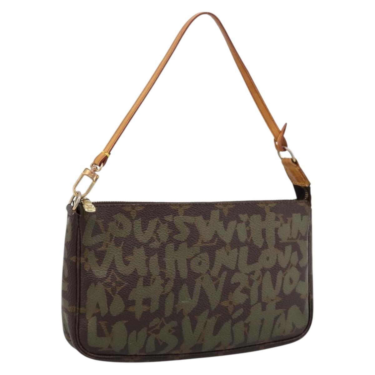 LOUIS VUITTON Monogram Graffiti Pochette Pouch Khaki M92191 LV Auth 206399A