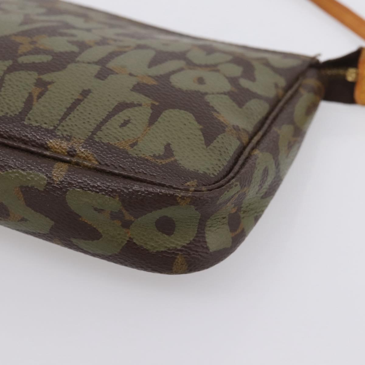 LOUIS VUITTON Monogram Graffiti Pochette Pouch Khaki M92191 LV Auth 206399A