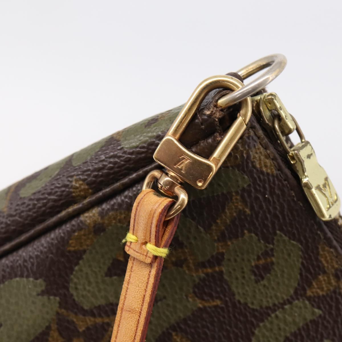 LOUIS VUITTON Monogram Graffiti Pochette Pouch Khaki M92191 LV Auth 206399A