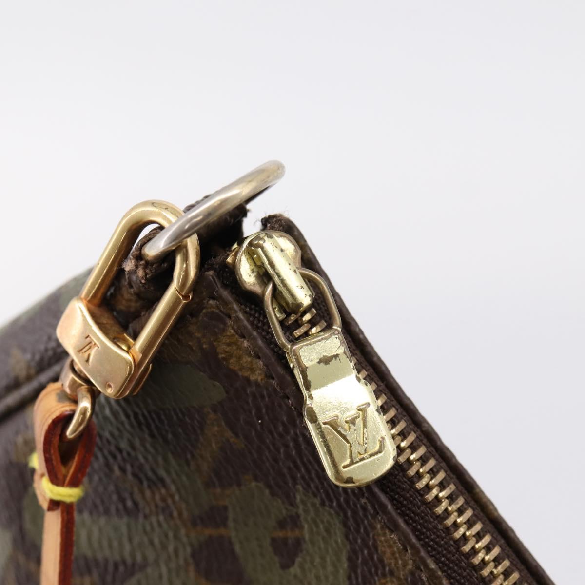 LOUIS VUITTON Monogram Graffiti Pochette Pouch Khaki M92191 LV Auth 206399A
