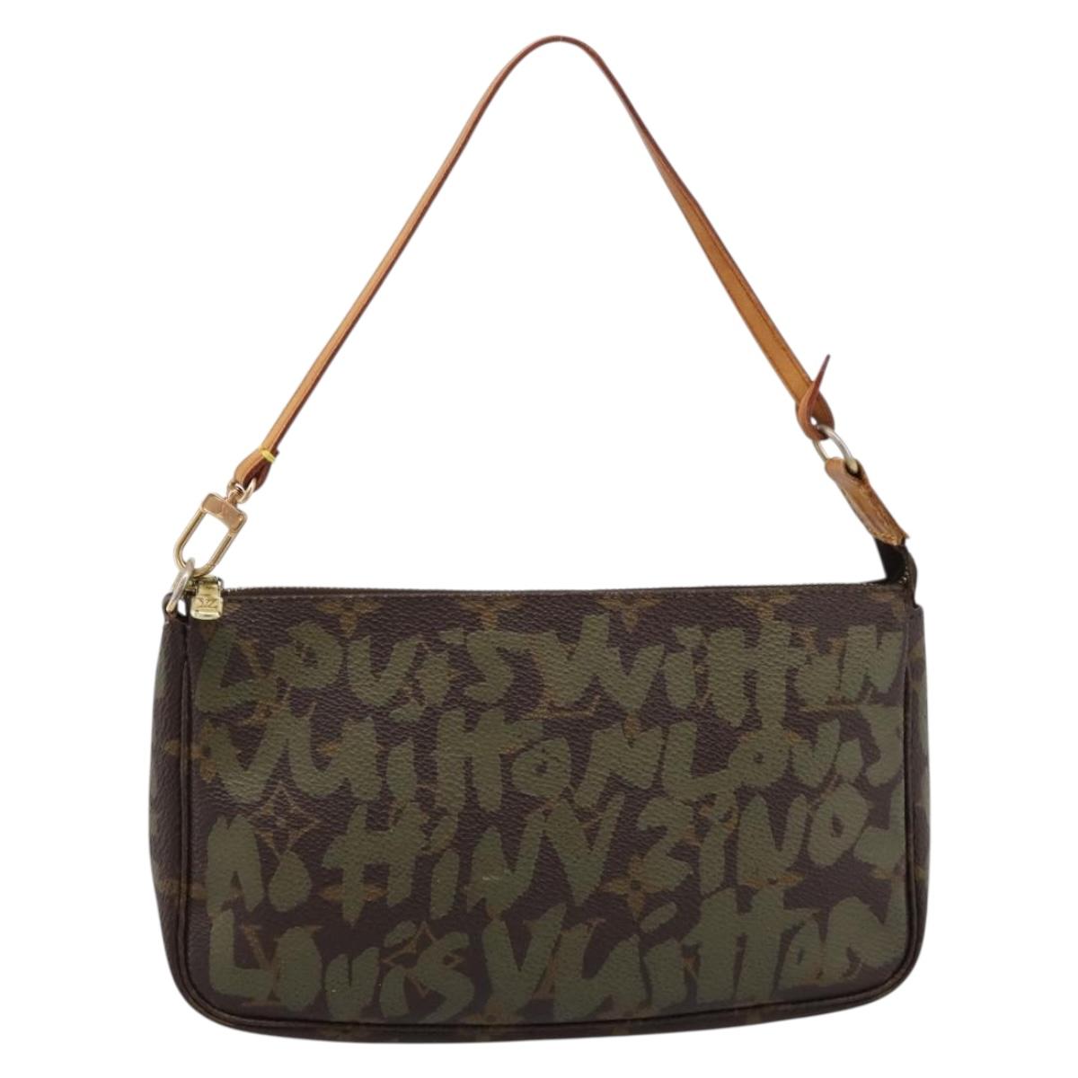 LOUIS VUITTON Monogram Graffiti Pochette Pouch Khaki M92191 LV Auth 206399A