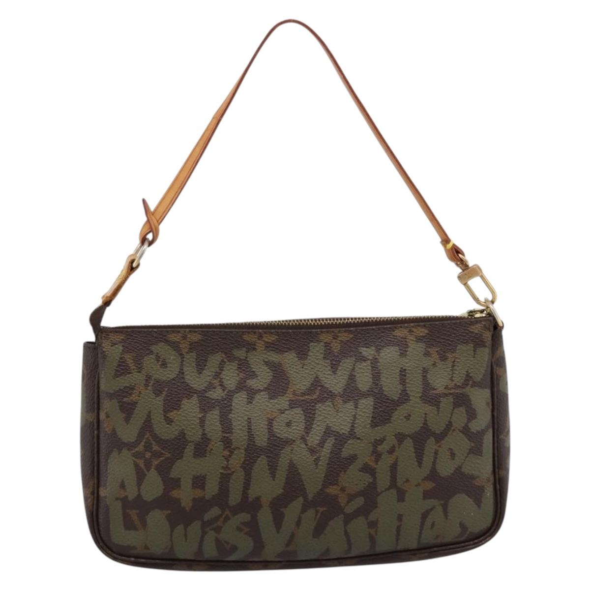 LOUIS VUITTON Monogram Graffiti Pochette Pouch Khaki M92191 LV Auth 206399A