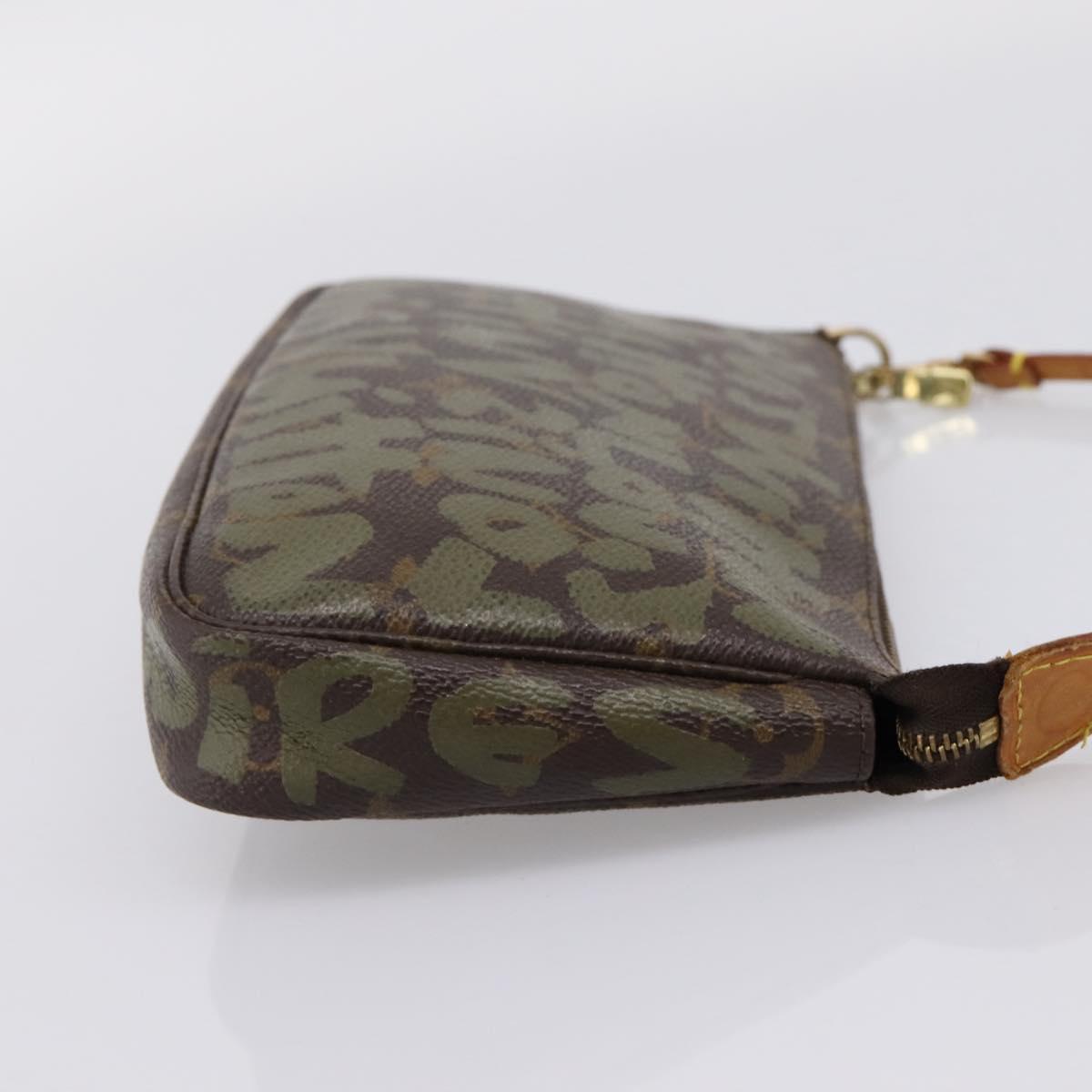 LOUIS VUITTON Monogram Graffiti Pochette Pouch Khaki M92191 LV Auth 206399A