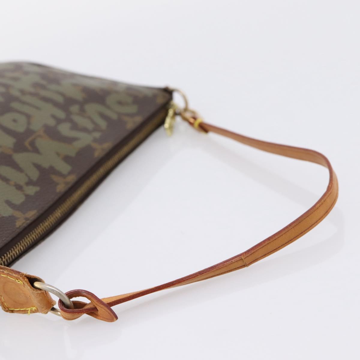 LOUIS VUITTON Monogram Graffiti Pochette Pouch Khaki M92191 LV Auth 206399A