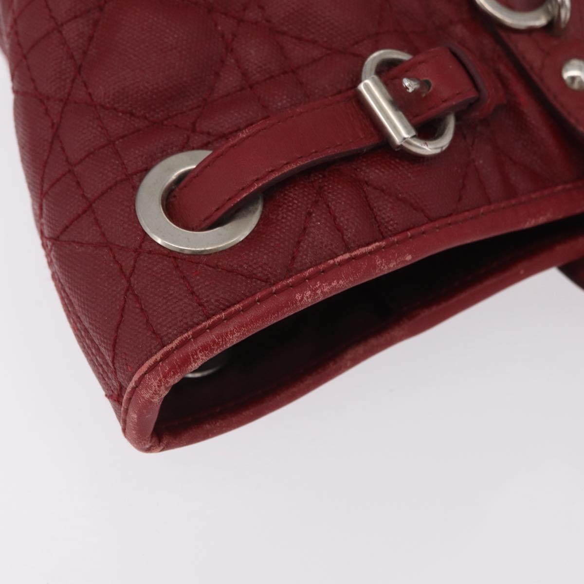 Christian Dior Canage Tote Bag Coated Canvas Red Silver Auth 206412
