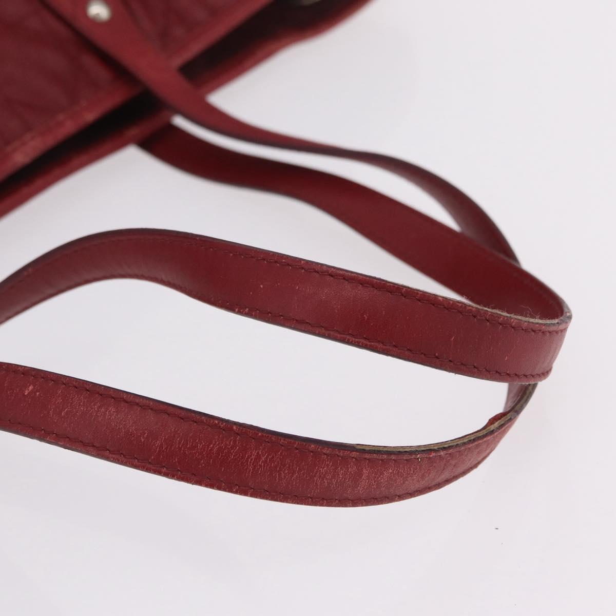 Christian Dior Canage Tote Bag Coated Canvas Red Silver Auth 206412