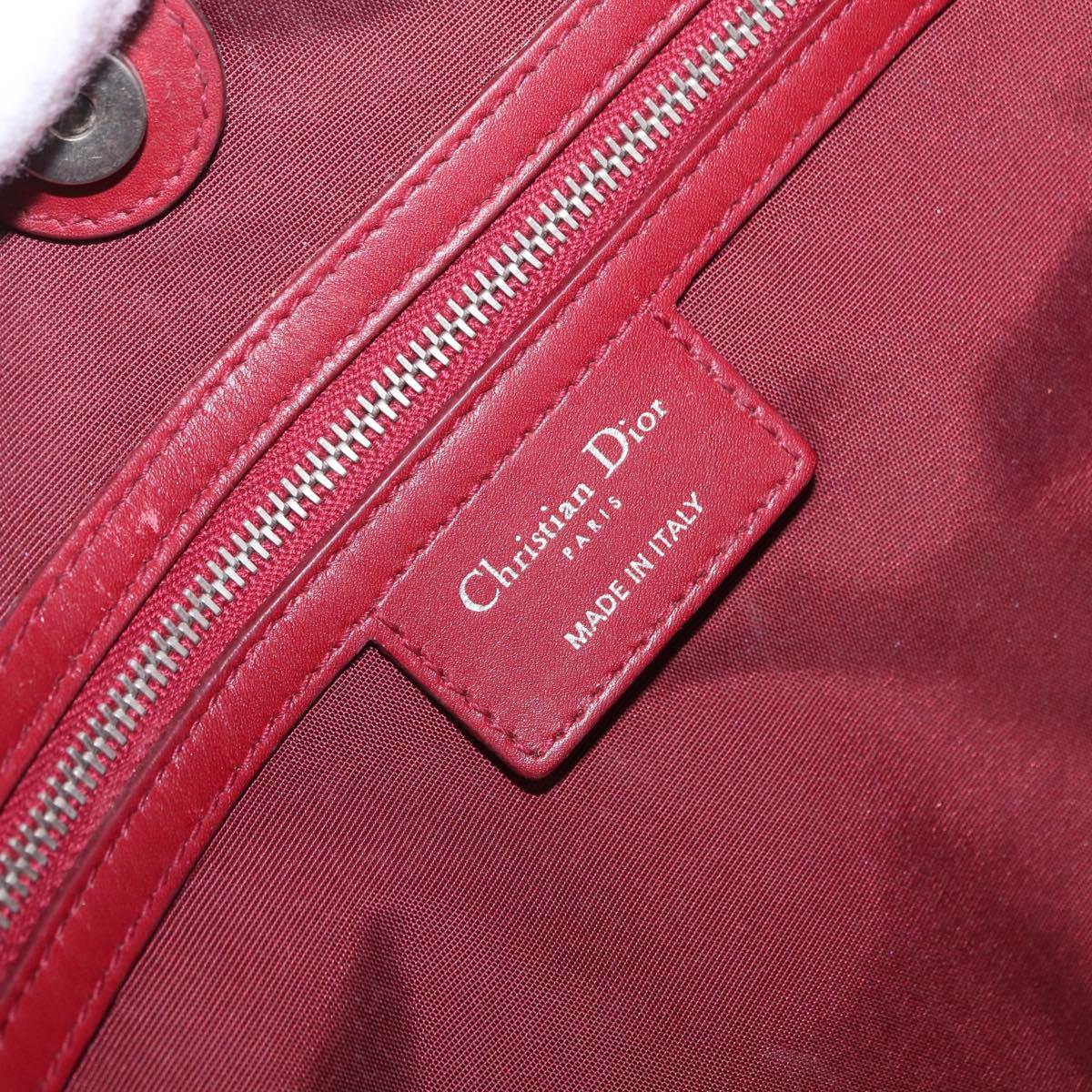 Christian Dior Canage Tote Bag Coated Canvas Red Silver Auth 206412