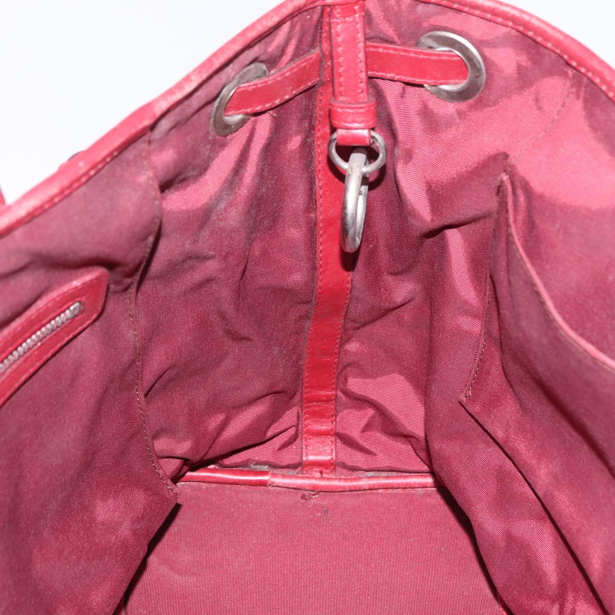 Christian Dior Canage Tote Bag Coated Canvas Red Silver Auth 206412