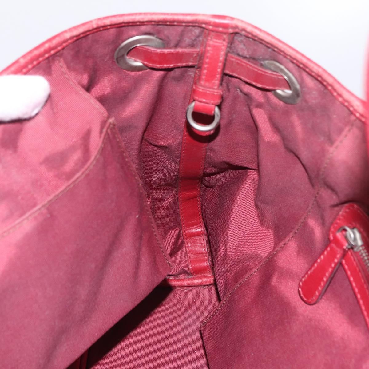 Christian Dior Canage Tote Bag Coated Canvas Red Silver Auth 206412