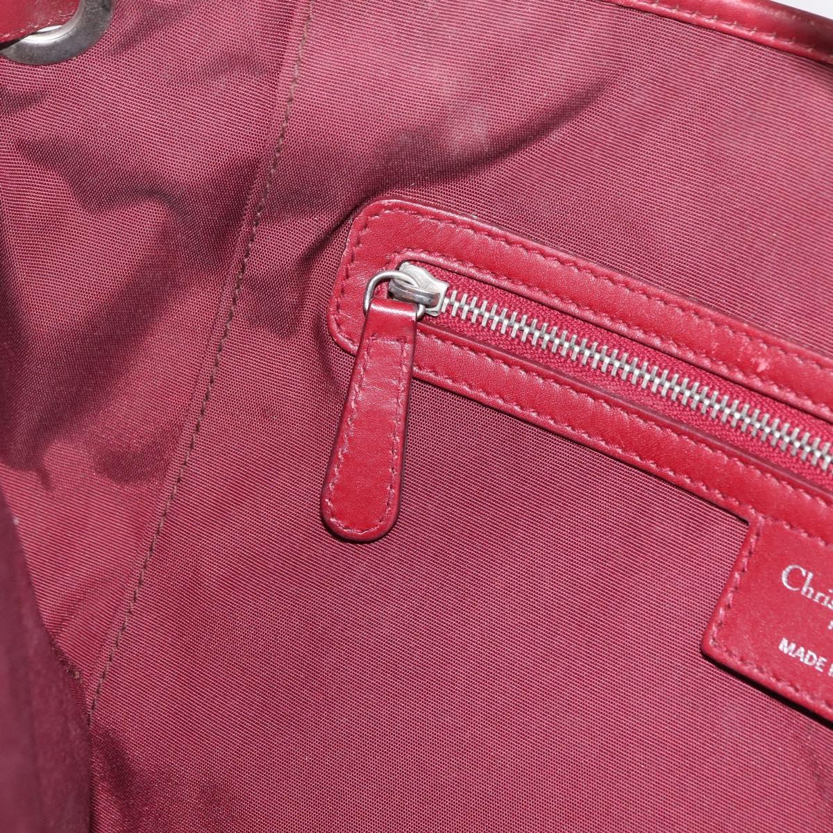 Christian Dior Canage Tote Bag Coated Canvas Red Silver Auth 206412
