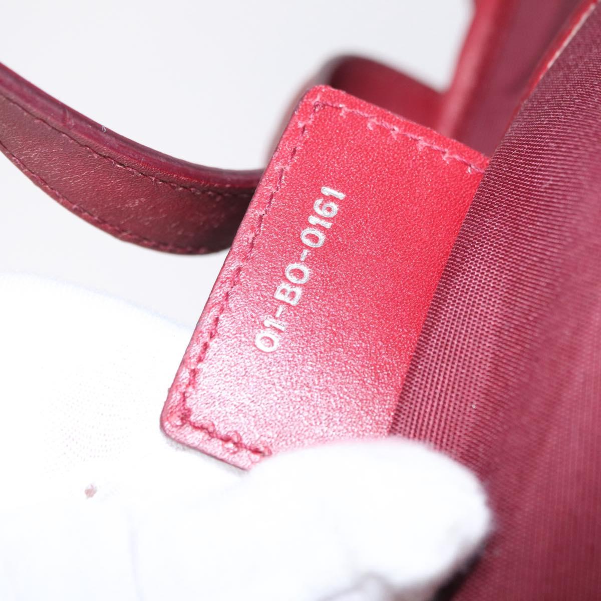 Christian Dior Canage Tote Bag Coated Canvas Red Silver Auth 206412