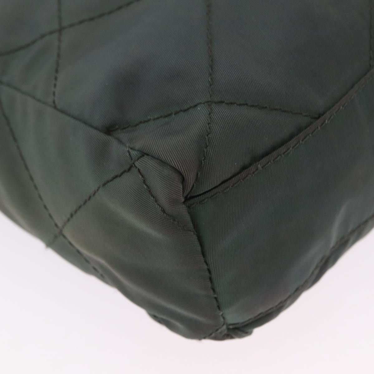 PRADA Chain Shoulder Bag Nylon Green Gold Auth 206413