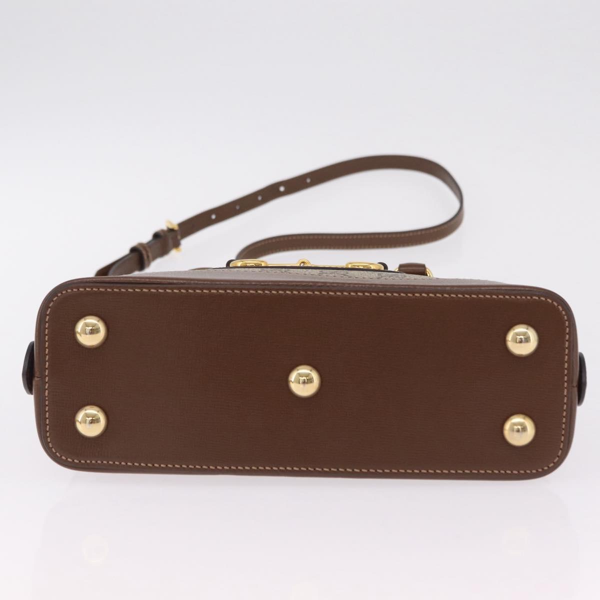 GUCCI GG Supreme Horsebit 1955 Hand Bag PVC 2way Beige Gold 621220 Auth 206416V