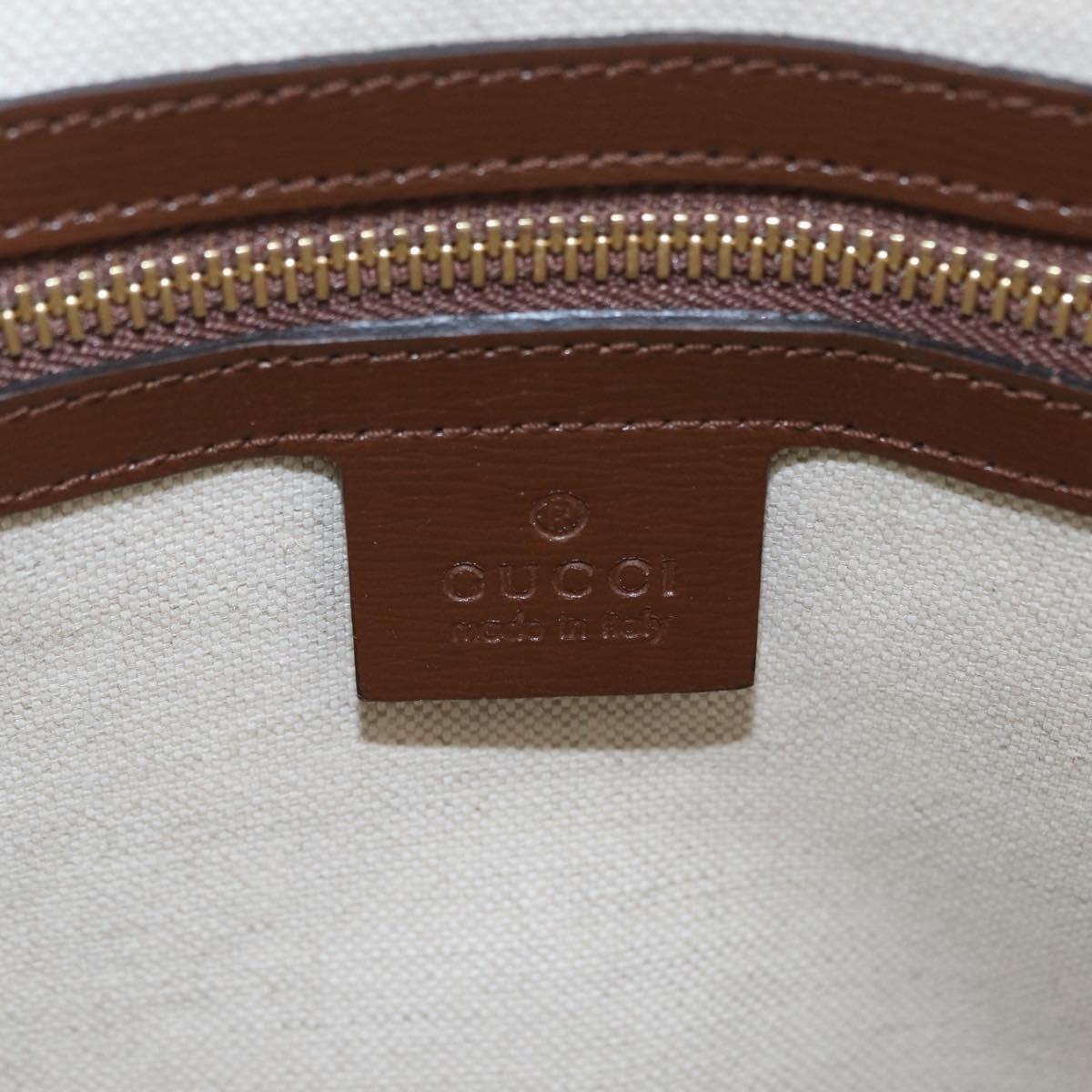 GUCCI GG Supreme Horsebit 1955 Hand Bag PVC 2way Beige Gold 621220 Auth 206416V