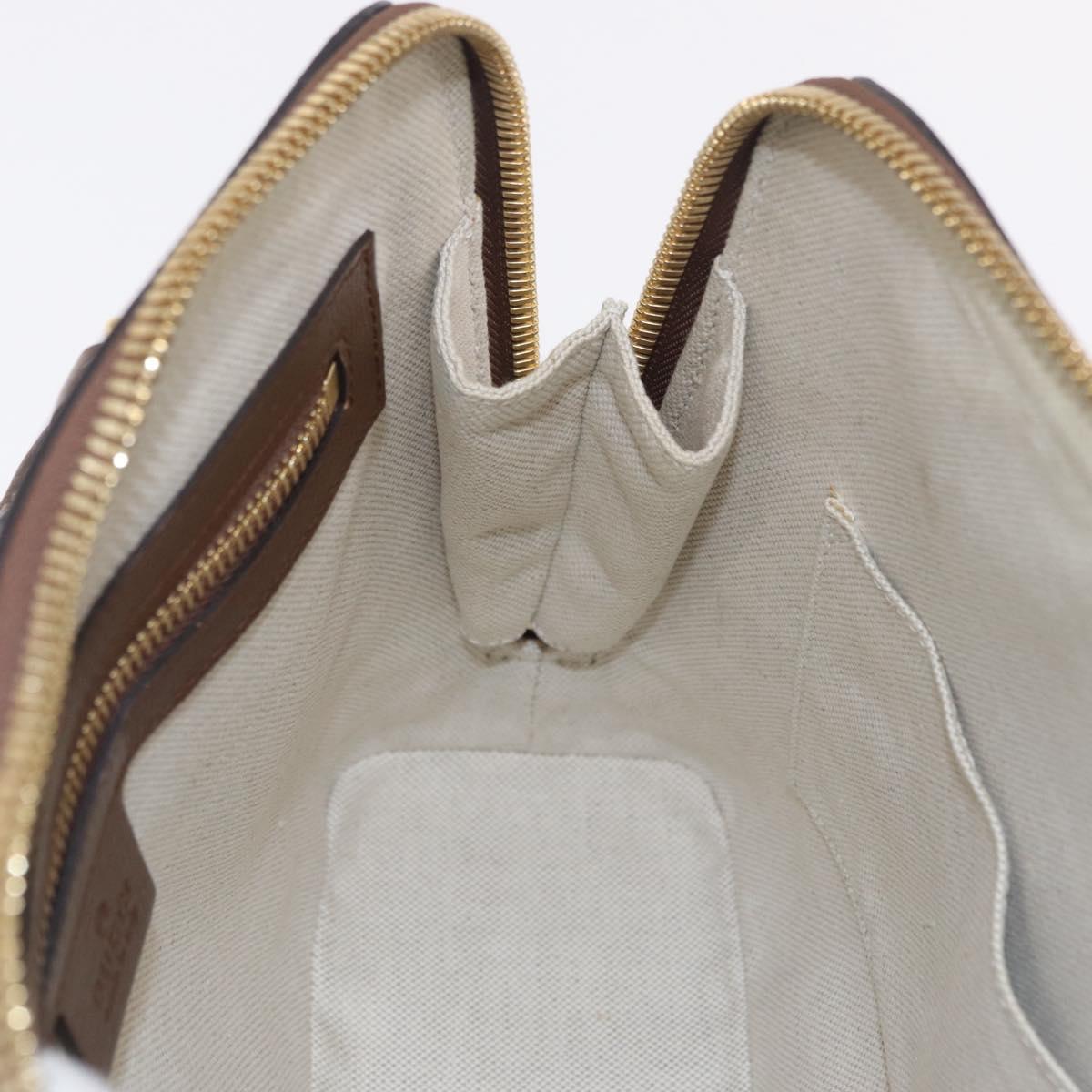 GUCCI GG Supreme Horsebit 1955 Hand Bag PVC 2way Beige Gold 621220 Auth 206416V