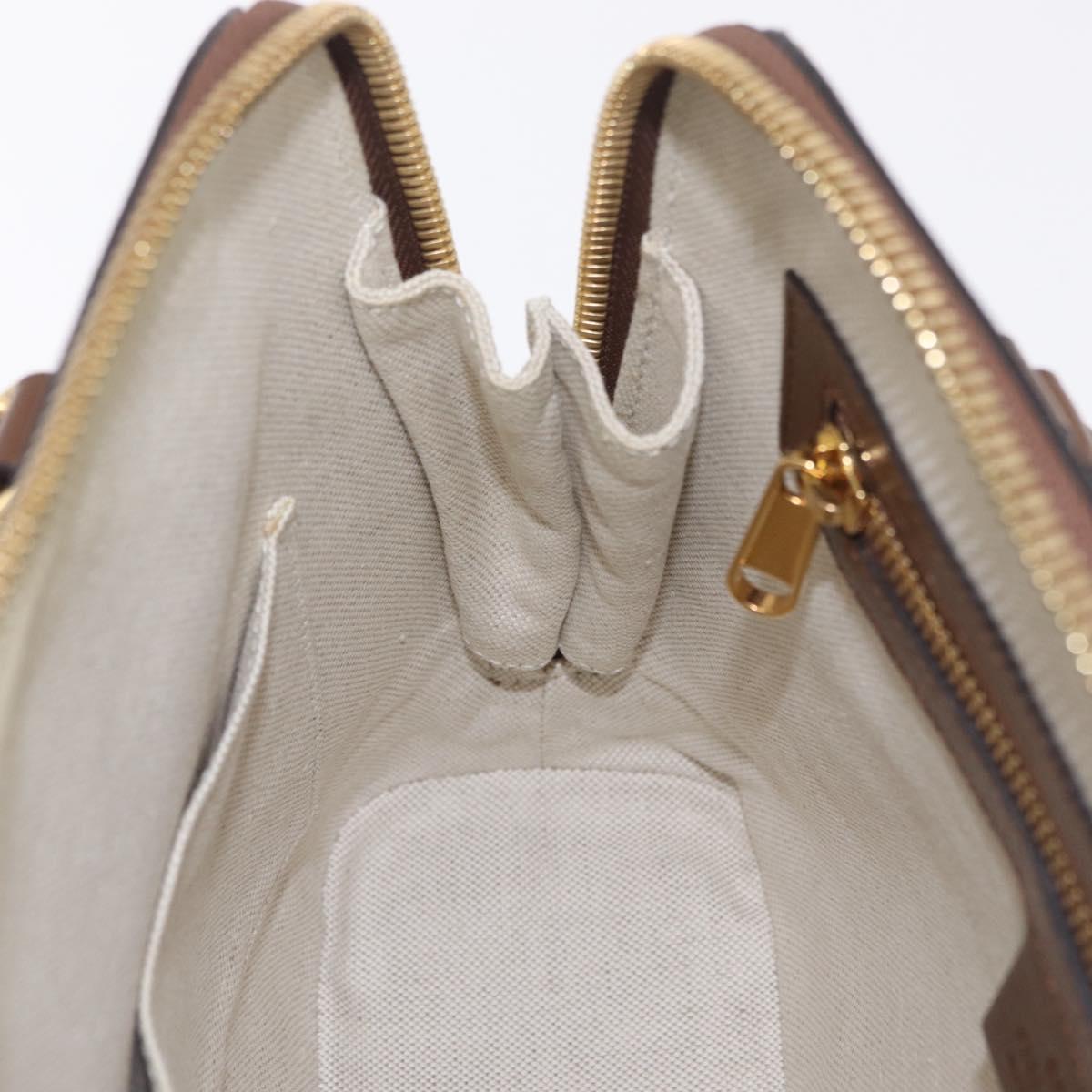 GUCCI GG Supreme Horsebit 1955 Hand Bag PVC 2way Beige Gold 621220 Auth 206416V