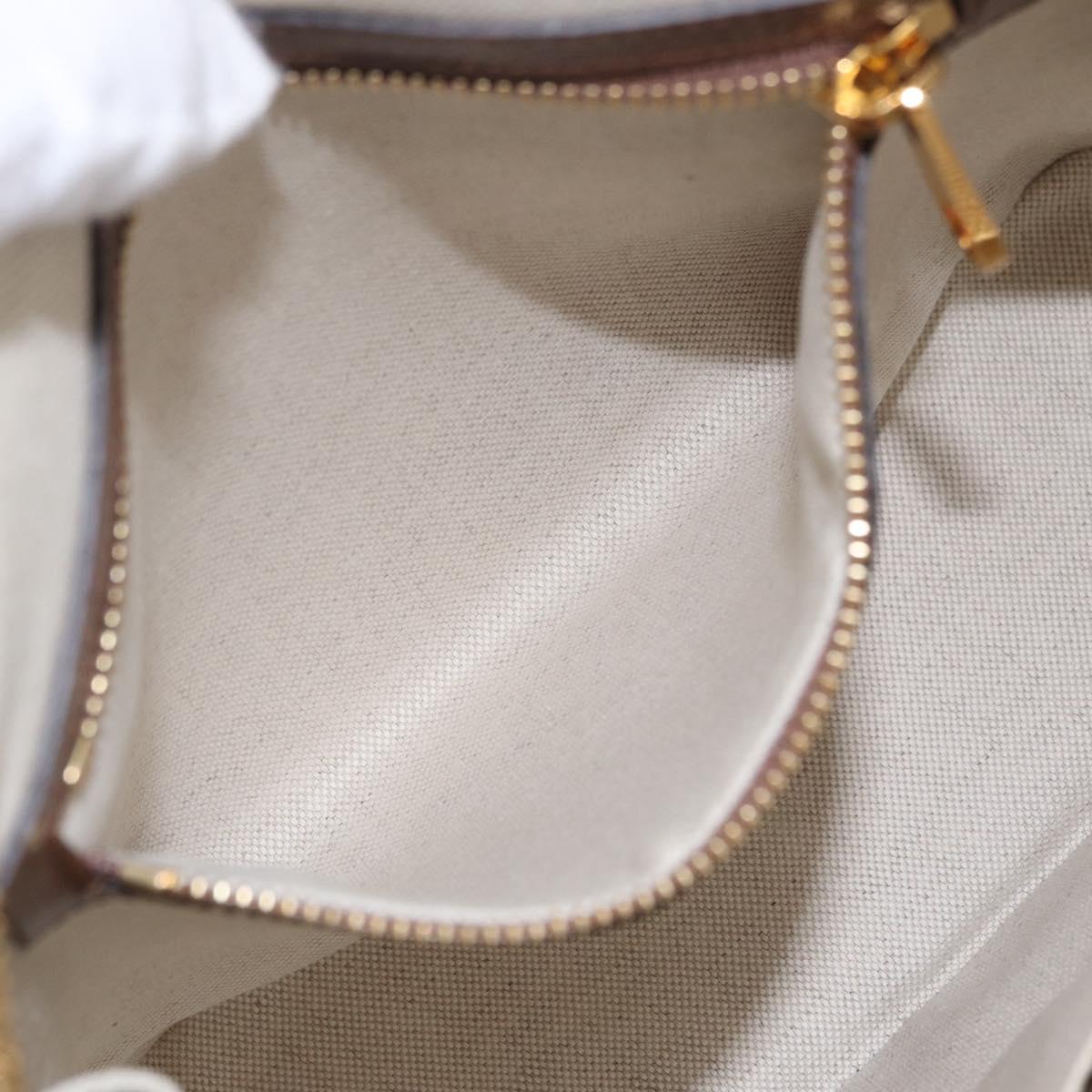 GUCCI GG Supreme Horsebit 1955 Hand Bag PVC 2way Beige Gold 621220 Auth 206416V