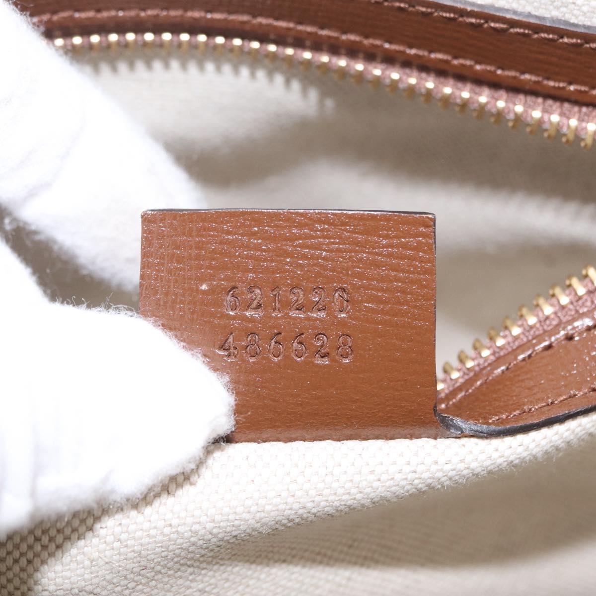 GUCCI GG Supreme Horsebit 1955 Hand Bag PVC 2way Beige Gold 621220 Auth 206416V