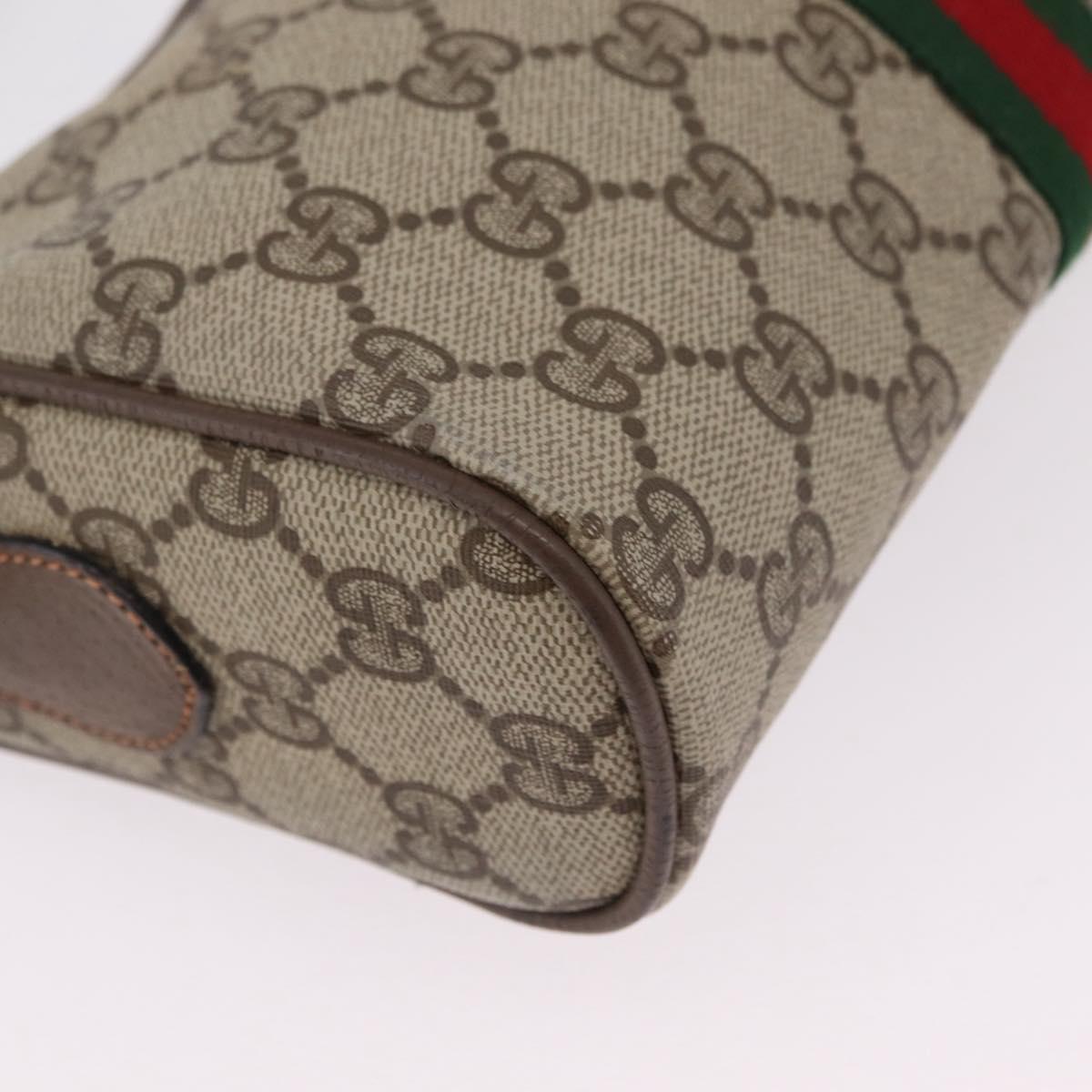 GUCCI GG Supreme Web Sherry Line Bag PVC Beige Gold 89 02 018 Auth 206417