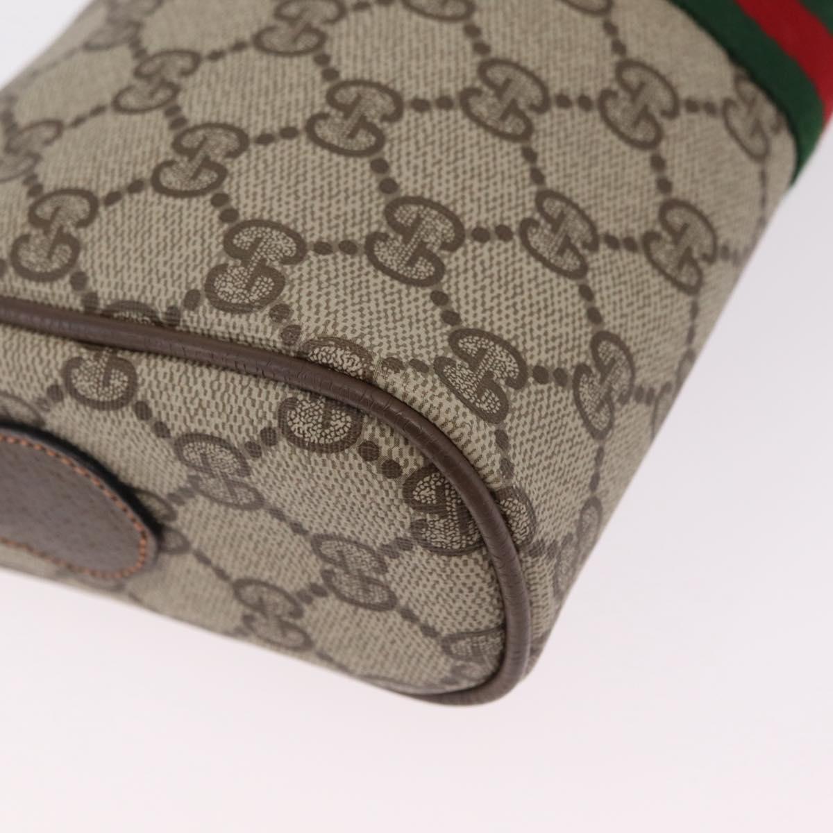 GUCCI GG Supreme Web Sherry Line Bag PVC Beige Gold 89 02 018 Auth 206417