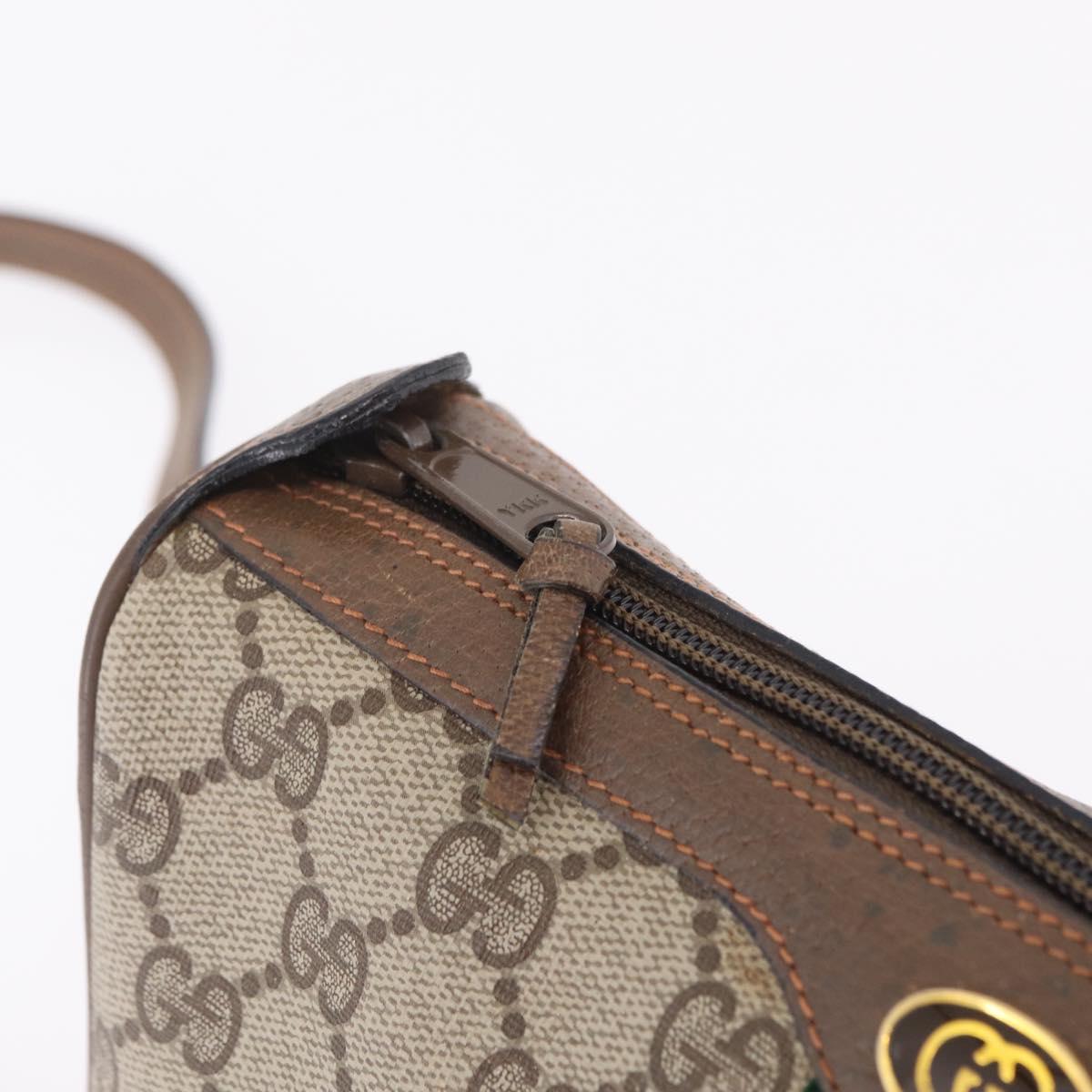 GUCCI GG Supreme Web Sherry Line Bag PVC Beige Gold 89 02 018 Auth 206417