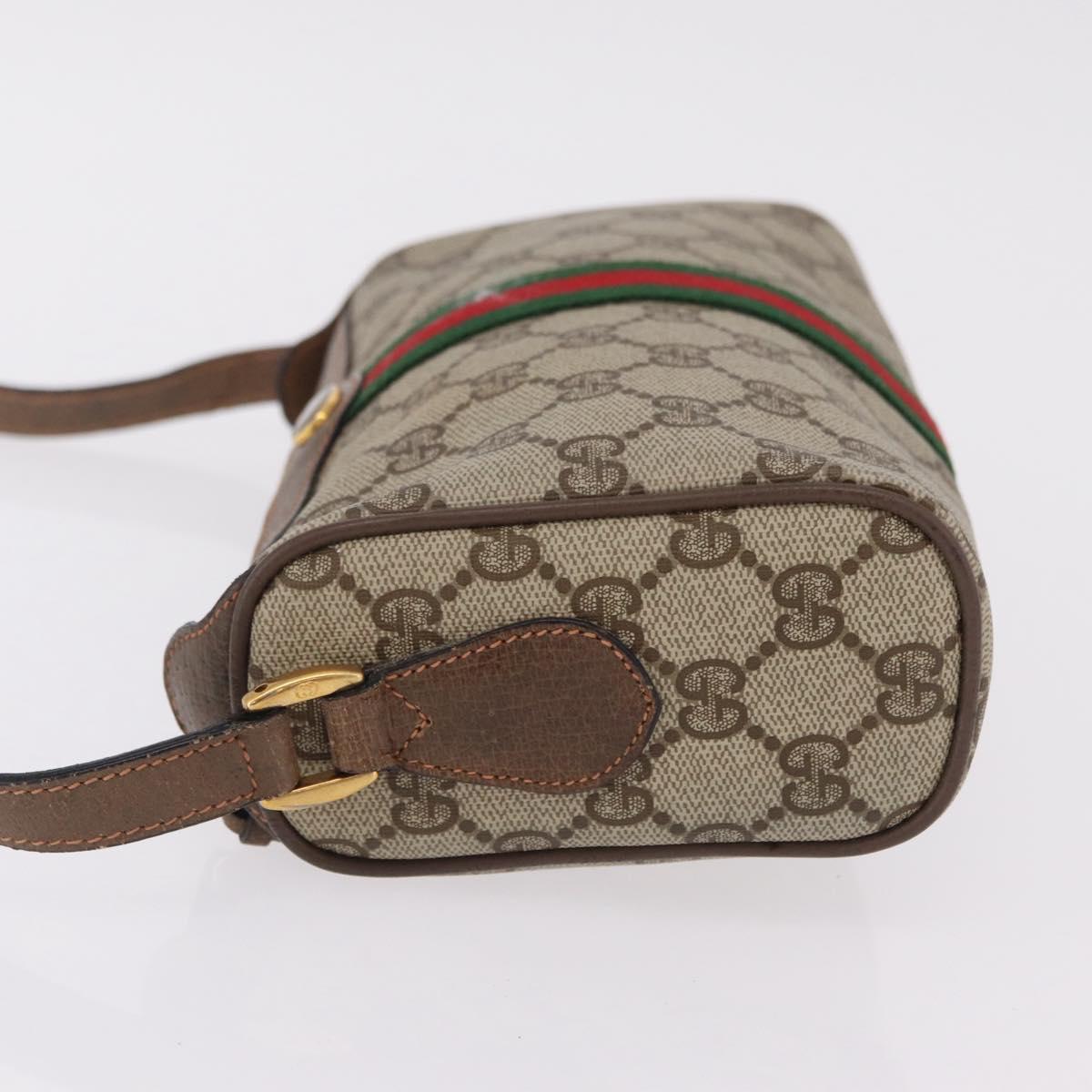 GUCCI GG Supreme Web Sherry Line Bag PVC Beige Gold 89 02 018 Auth 206417