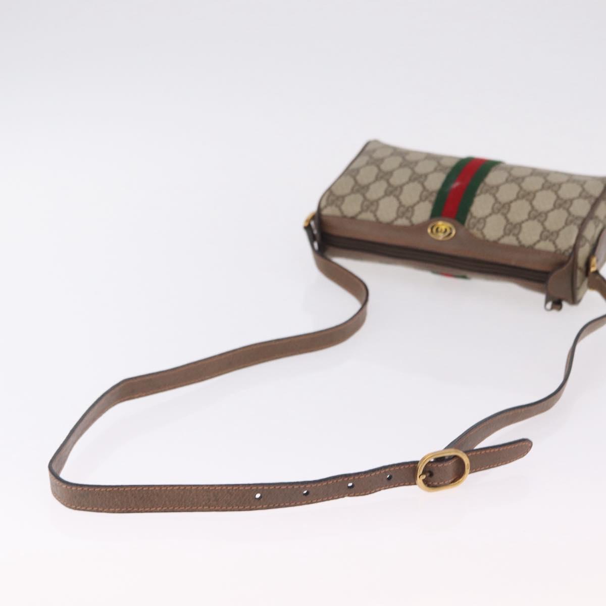 GUCCI GG Supreme Web Sherry Line Bag PVC Beige Gold 89 02 018 Auth 206417