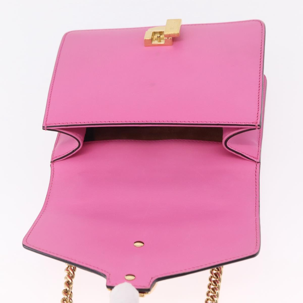 GUCCI Silvi WebSherry Line Chain Bag Leather Pink Gold 431666 Auth 206420V