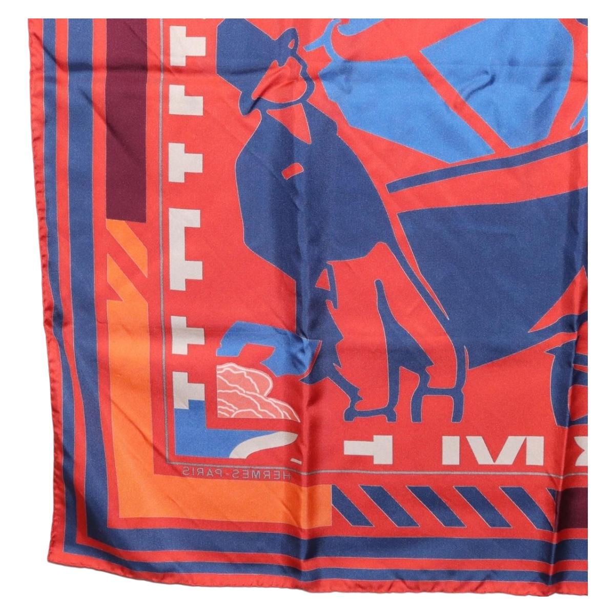 HERMES Carre 90 Scarf ""PUZZLE"" Silk Orange Auth 206427M