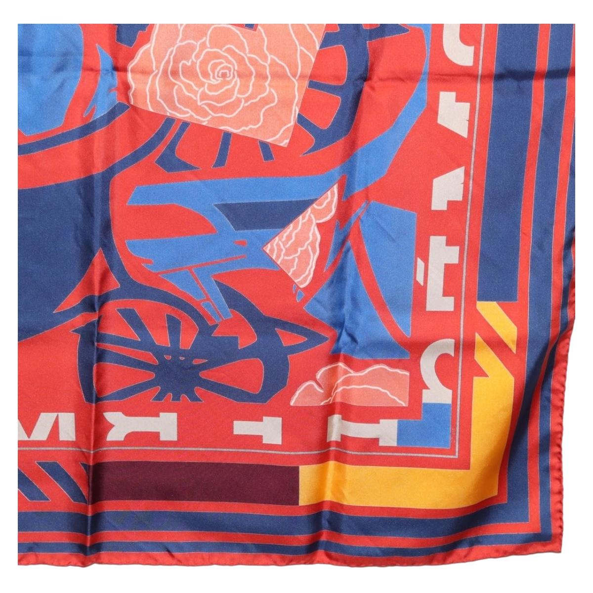 HERMES Carre 90 Scarf ""PUZZLE"" Silk Orange Auth 206427M