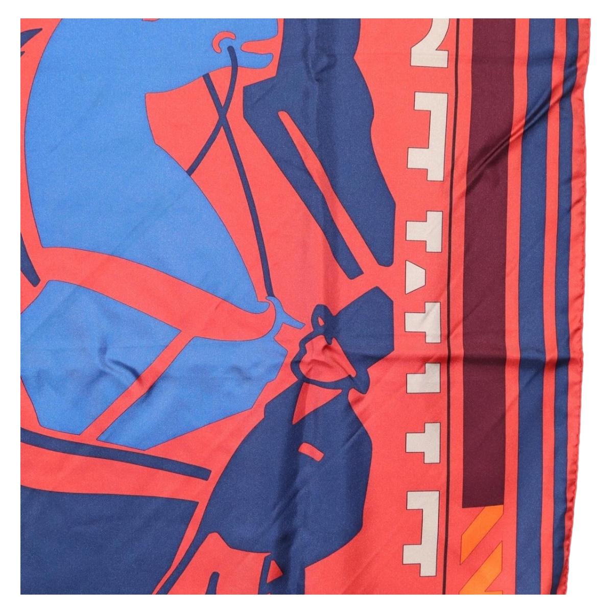 HERMES Carre 90 Scarf ""PUZZLE"" Silk Orange Auth 206427M