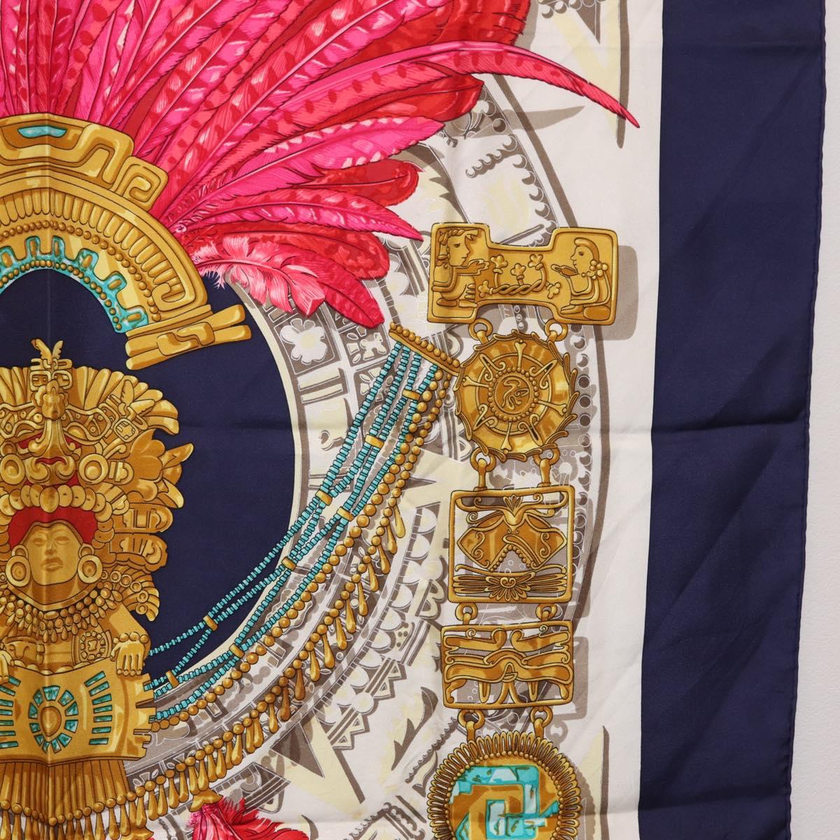 HERMES Carre 90 Scarf ”Mexico” Silk Navy Auth 206428