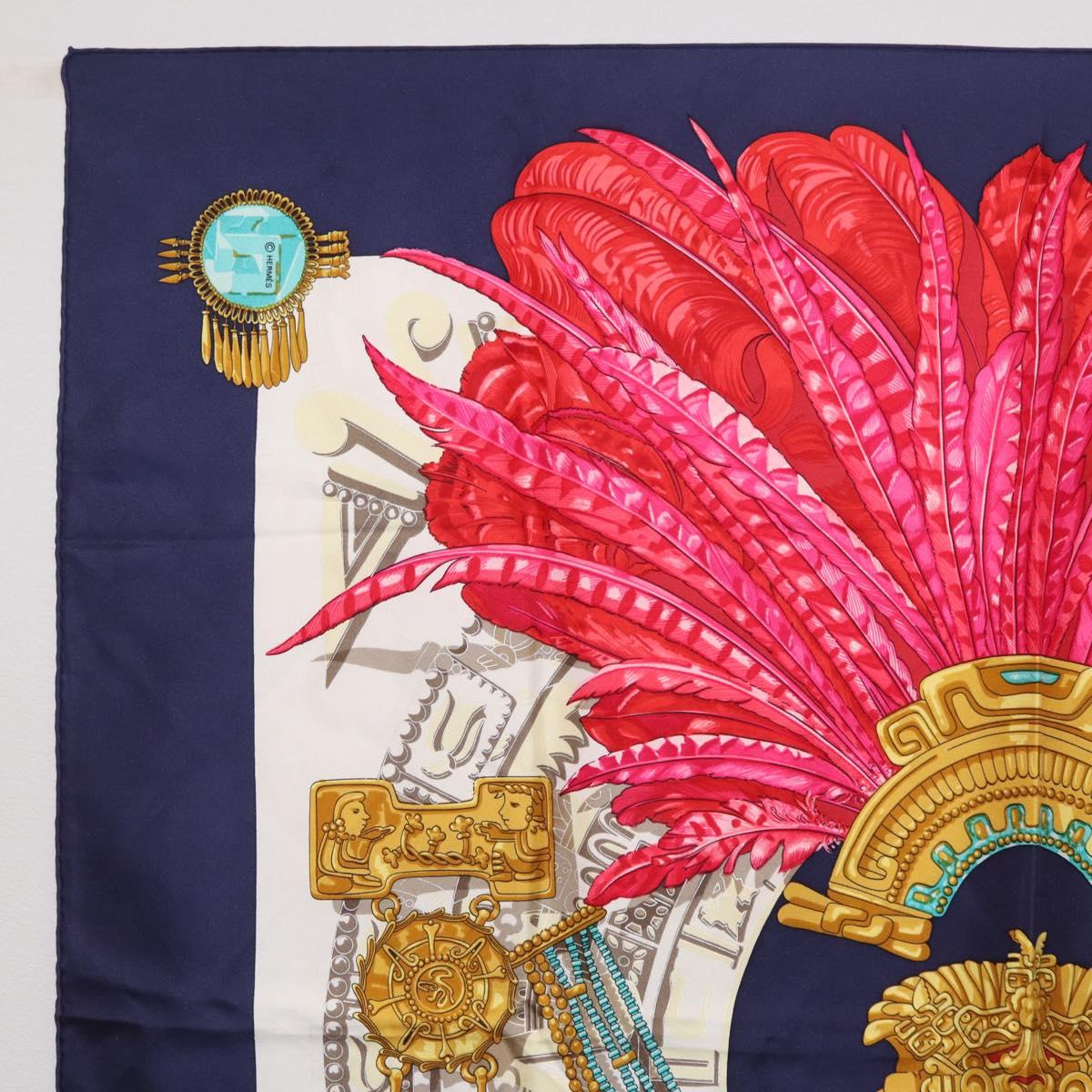 HERMES Carre 90 Scarf ”Mexico” Silk Navy Auth 206428