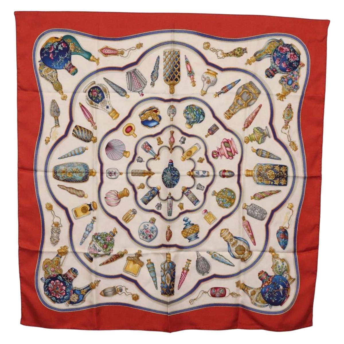 HERMES Carre 90 Scarf hPourvu qu'on ait l'ivresseh Silk Red Auth 206430
